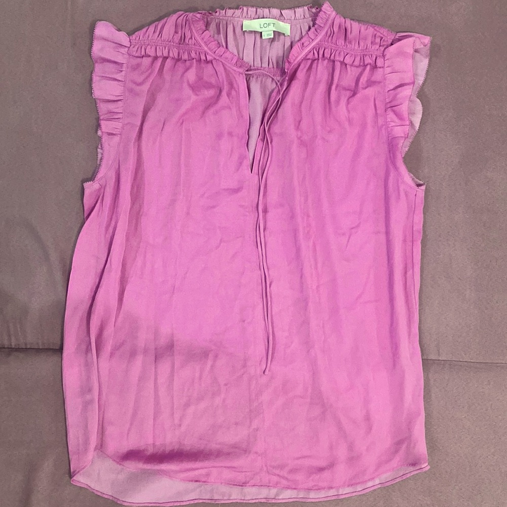 Ann Taylor Loft Blouse Ruffle Sleeveless
